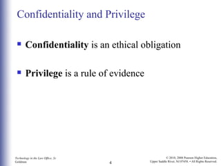 Confidentiality and Privilege Confidentiality  is an ethical obligation Privilege  is a rule of evidence 