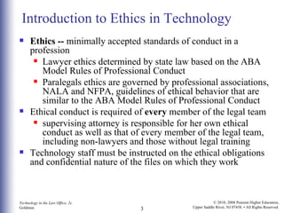 Introduction to Ethics in Technology <ul><li>Ethics --  minimally accepted standards of conduct in a profession </li></ul>...