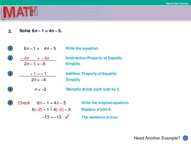 8 Lesson 2 4 Solve Equations With Variables On Each Side
