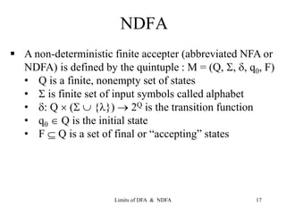 Ndfa Example Chapter 2 limits of DFA NDFA.ppt