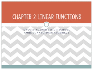 O R C U T T A C A D E M Y H I G H S C H O O L
C O R E C O N N E C T I O N S A L G E B R A 1
Chapter 2 Linear Functions
 
