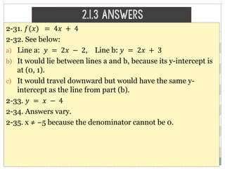 a linear function has: straight lines that do both... Chapter 2 Linear Functions | PDF