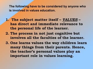 The DECS Values Education Framework