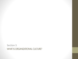 WHAT IS ORGANIZATIONAL CULTURE?
Section 3
 