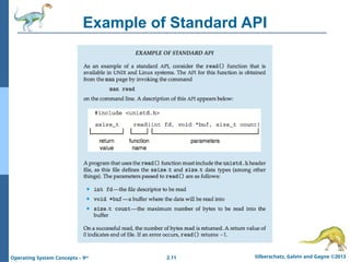 2.11 Silberschatz, Galvin and Gagne ©2013
Operating System Concepts – 9th
Example of Standard API
 