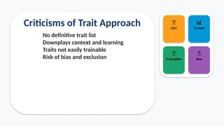Not Trainable Comprehensive Leadership Approaches: Trait, Skills, and Style Models ...