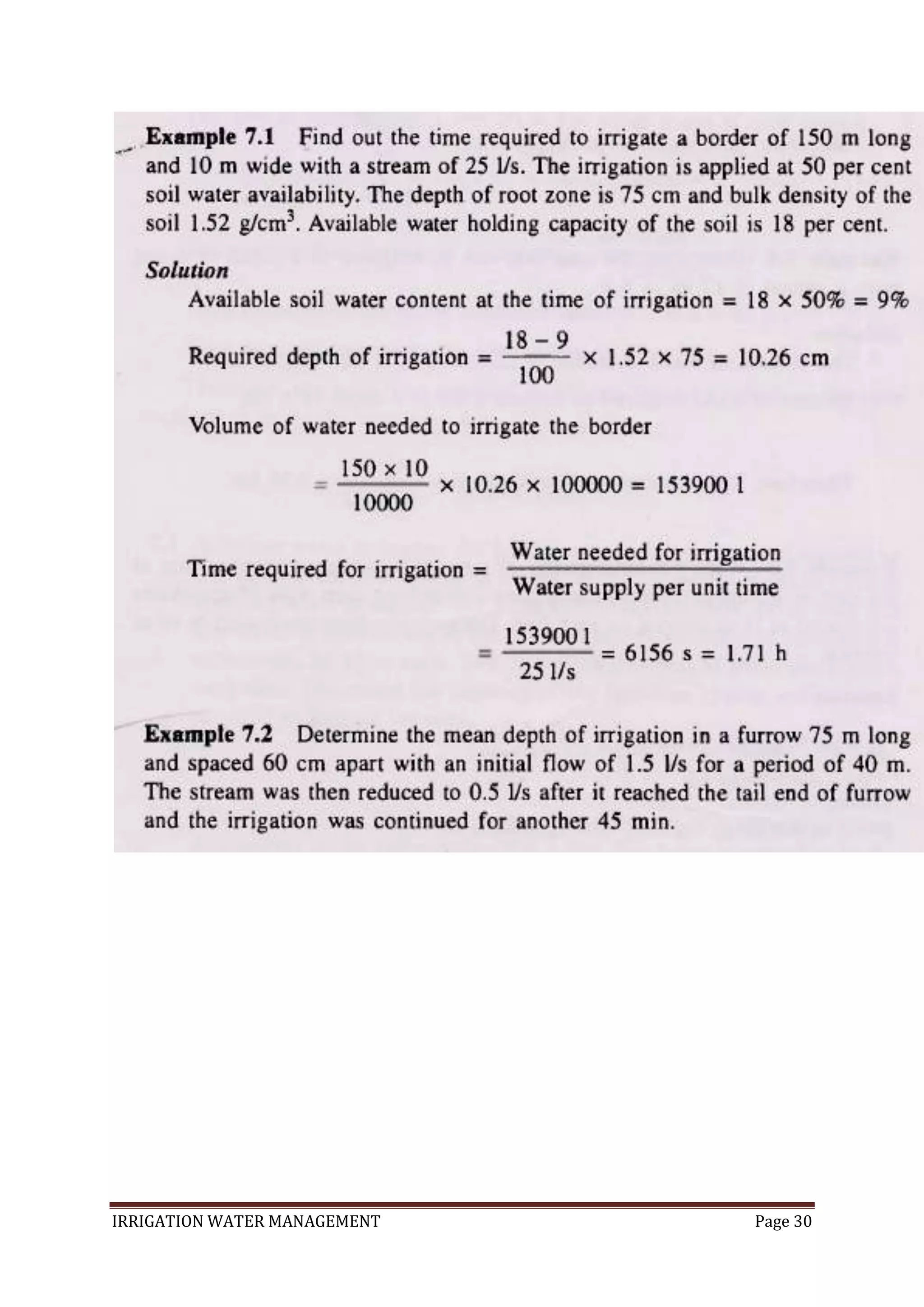 IRRIGATION WATER MANAGEMENT Page 30
 
