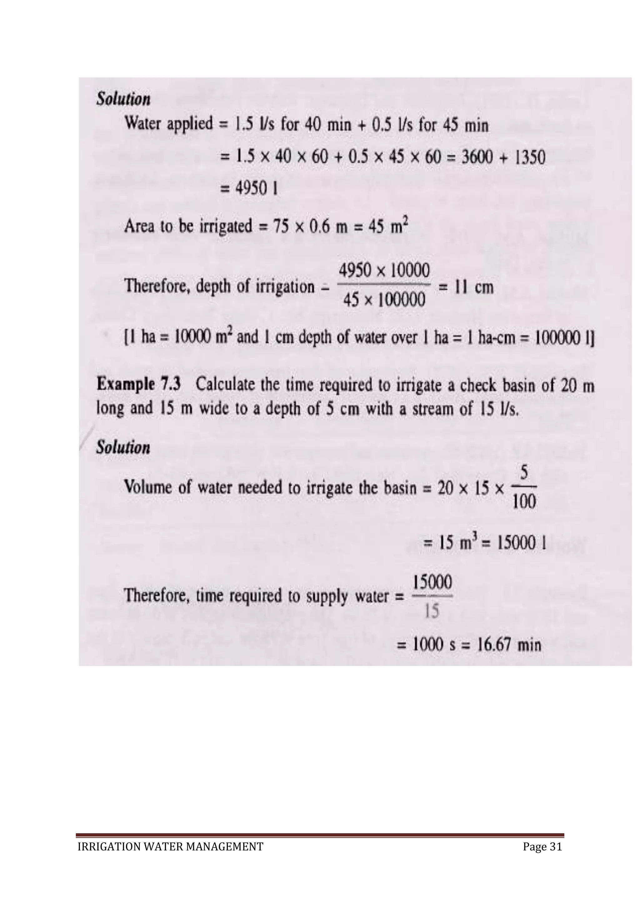 IRRIGATION WATER MANAGEMENT Page 31
 