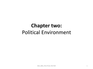 Chapter two:
Political Environment
1BEA_BBA_POLITICAL FACTOR
 
