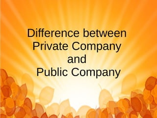 Difference between
Private Company
and
Public Company
 