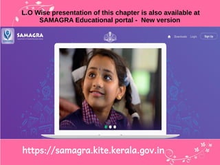 L.O Wise presentation of this chapter is also available at
SAMAGRA Educational portal - New version
https://samagra.kite.kerala.gov.in
 