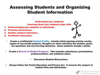 The more time an educator spends in preparation, the more time available for student learning.Teacher Organization and PreparationClassroom organization includes knowing your subject matter and the most recent developments in the fields you teach.
