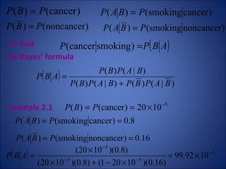 To find  by Bayes’ formula Example 2.1   