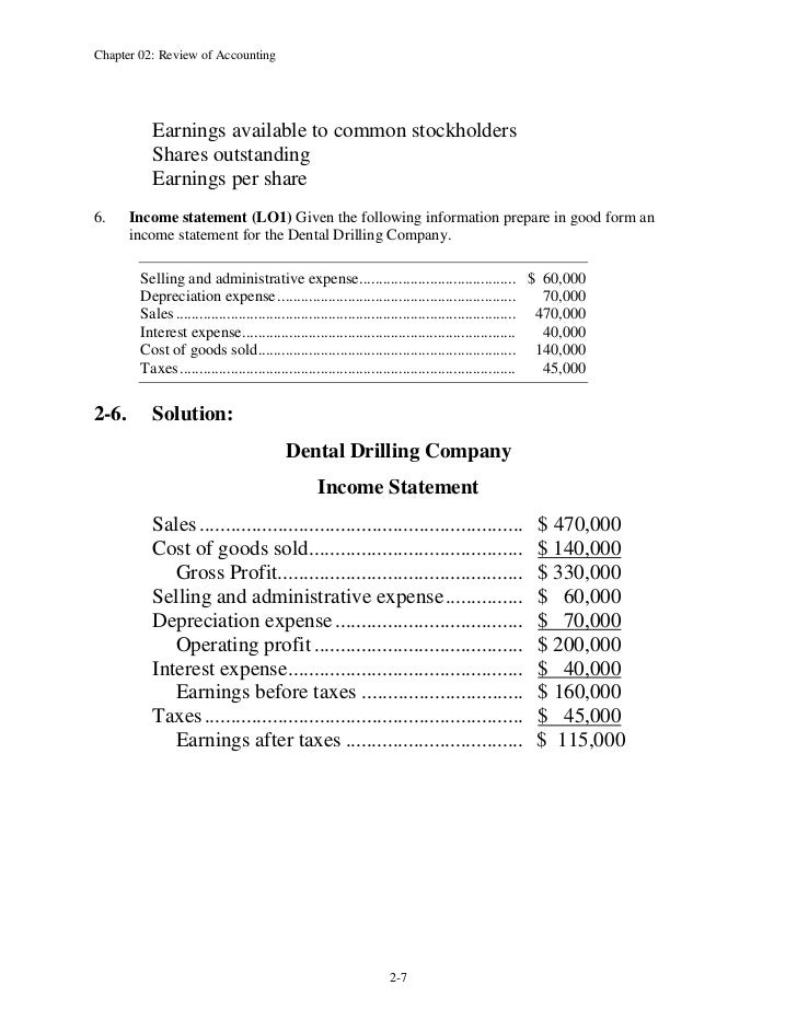 chapter 2 problems income statement in good form