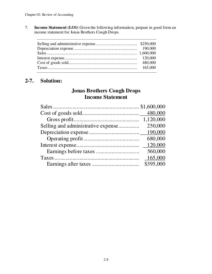 chapter 2 problems income statement in good form