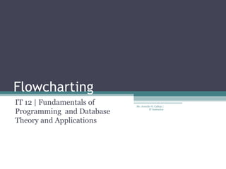 Flowcharting IT 12 | Fundamentals of Programming  and Database Theory and Applications Ms. Jennifer O. Calleja | IT Instructor 