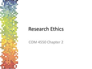 Research Ethics
COM 4550 Chapter 2
 