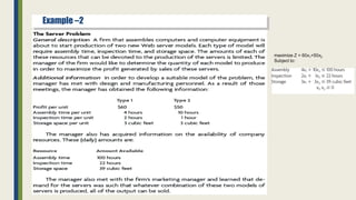 Example –2
maximize Z = 60x1+50x2
Subject to:
 