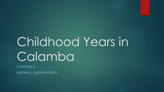 Childhood Years in
Calamba
CHAPTER 2
BADWAL, SUKHWINDER K.
 
