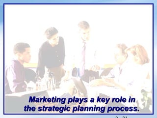 Marketing plays a key role in
the strategic planning process.
 