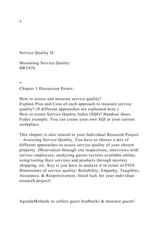 Sqi Checklist Example Chapter 2 Service Quality IHRT476Chap.docx