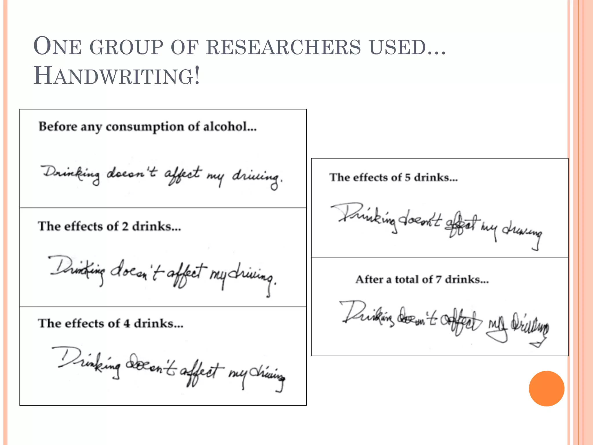 ONE GROUP OF RESEARCHERS USED... 
HANDWRITING!
 