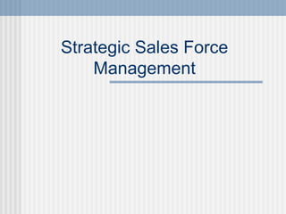 Strategic Sales Force Management 