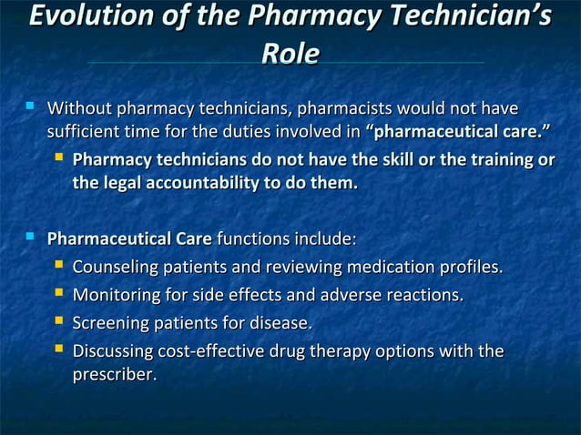 Chapter 2 the pharmacy technician | PPT | Pharmaceutical Industry ...