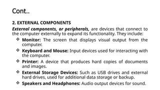 Computer Systems for second school students notes | PPTX