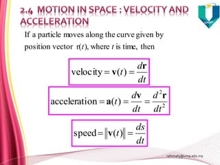 Applied Calculus Chapter 2 vector valued function | PPTX