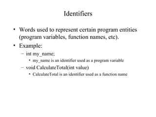 Variable Identifier Example Simple Chapter3 | PPT