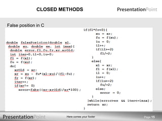 CLOSED METHODS Page  False position in C 