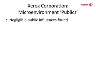 Xerox Corporation: Microenvironment ‘Publics’Negligible public influences found.