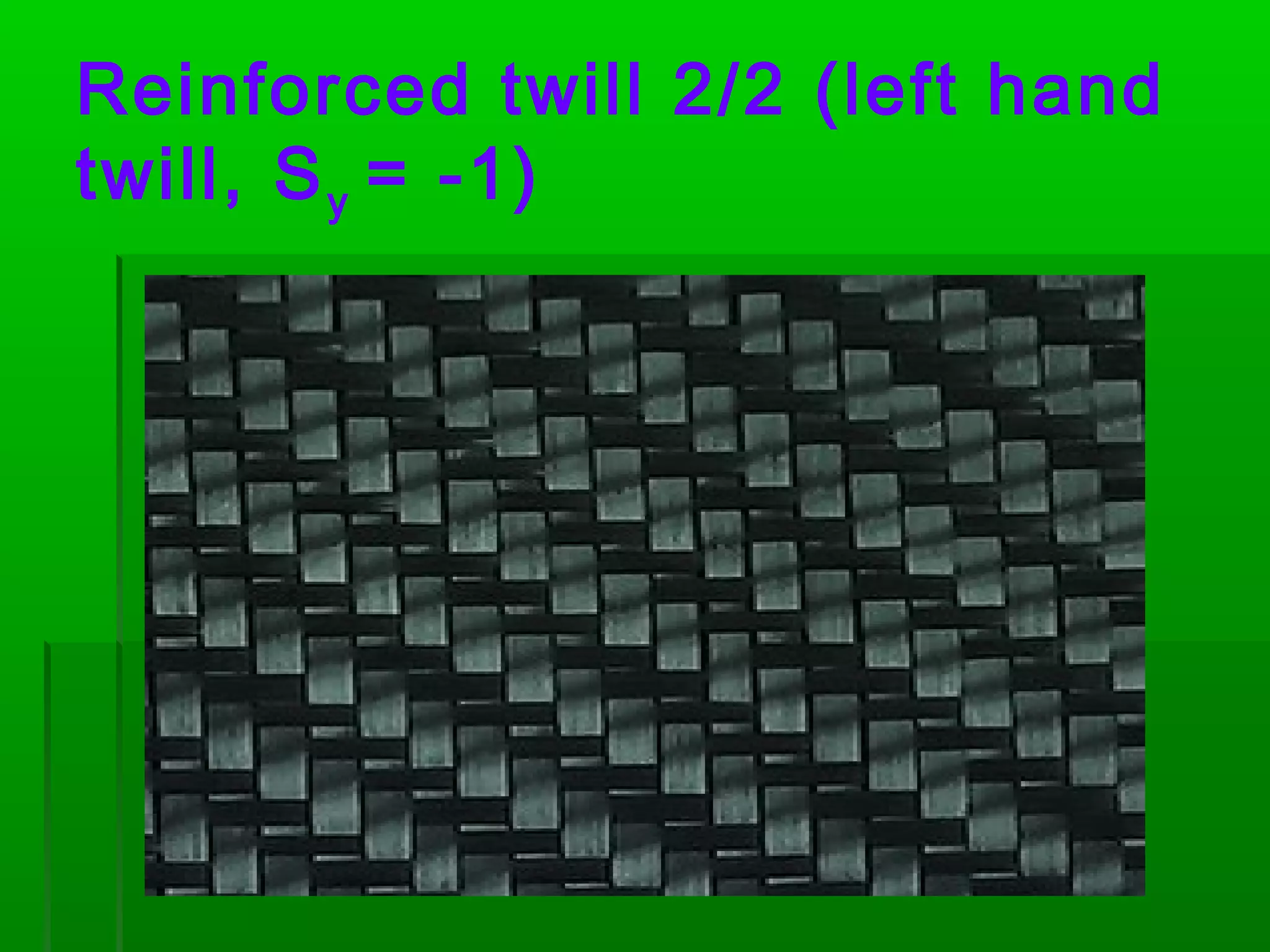 Reinforced twill 2/2 (left hand
twill, Sy = -1)
 