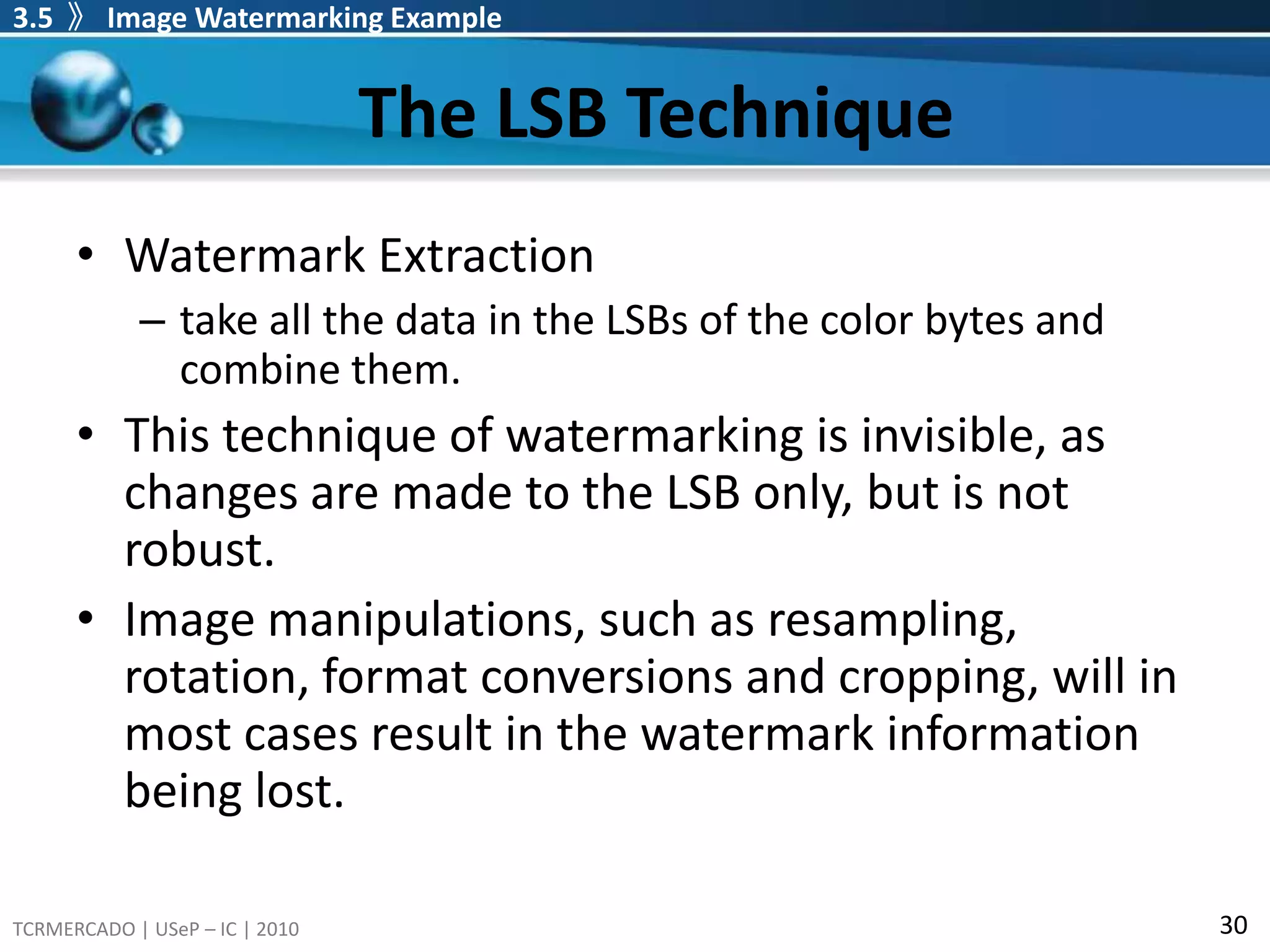 3.3  》Geometric Models of WatermarkingGeometric Models of WatermarkingDistribution of unwatermarked works: how likely each work is
