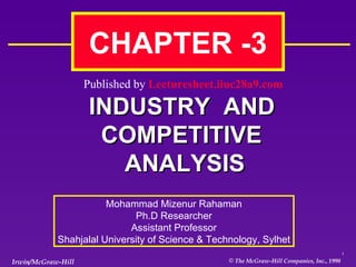 INDUSTRY  AND COMPETITIVE  ANALYSIS CHAPTER -3  Mohammad Mizenur Rahaman Ph.D Researcher Assistant Professor Shahjalal University of Science & Technology, Sylhet Published by  Lecturesheet.iiuc28a9.com 