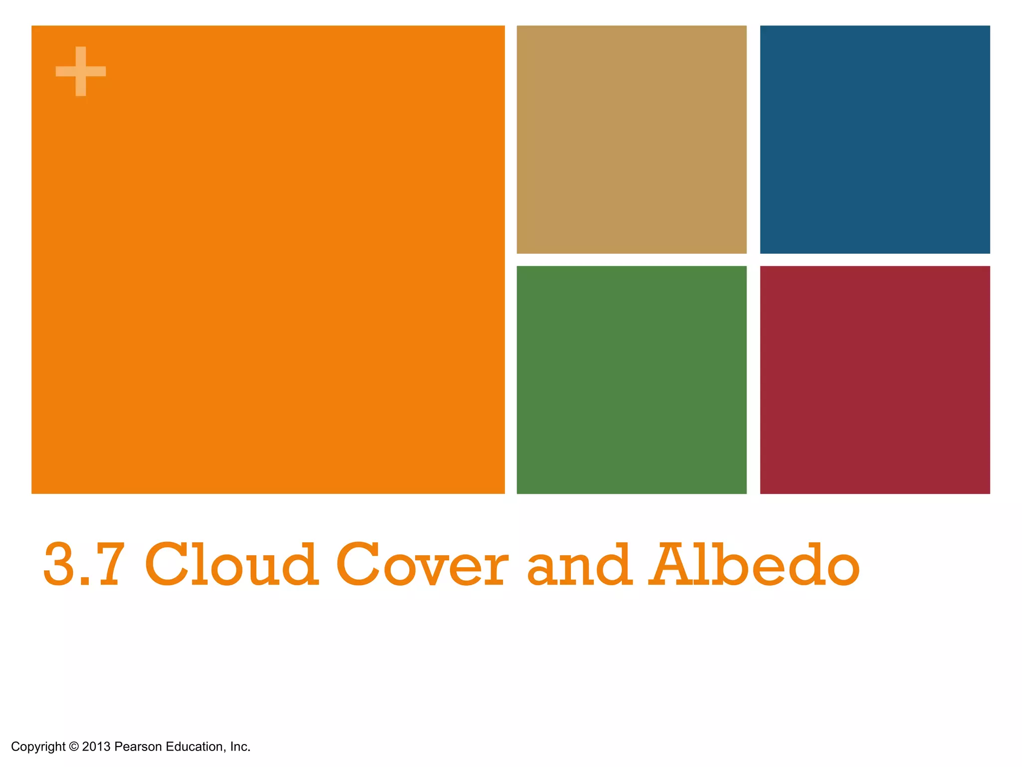 +




     3.7 Cloud Cover and Albedo

Copyright © 2013 Pearson Education, Inc.
 