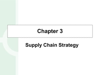 Chapter 3

Supply Chain Strategy
 