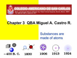 Chapter 3 QBA Miguel A. Castro R.

                Substances are
                made of atoms
 