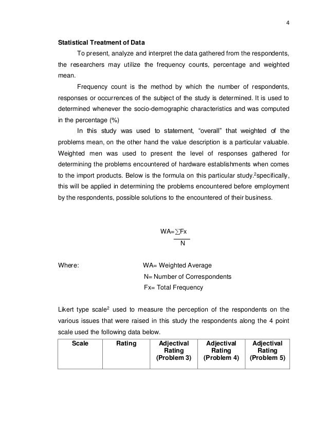 chapter 3 research methodology statistical treatment of data