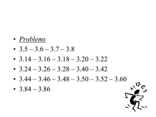 • Problems
• 3.5 – 3.6 – 3.7 – 3.8
• 3.14 – 3.16 – 3.18 – 3.20 – 3.22
• 3.24 – 3.26 – 3.28 – 3.40 – 3.42
• 3.44 – 3.46 – 3.48 – 3.50 – 3.52 – 3.60
• 3.84 – 3.86
 