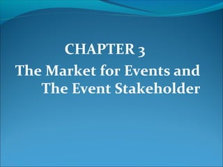 CHAPTER 3
The Market for Events and
The Event Stakeholder
 
 