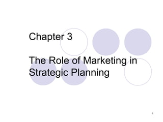 1
Chapter 3
The Role of Marketing in
Strategic Planning
 
