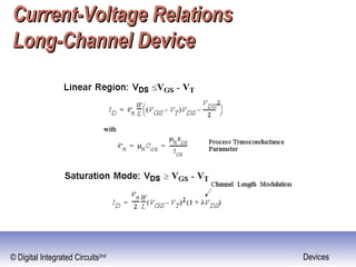 © Digital Integrated Circuits2nd Devices
Current-Voltage RelationsCurrent-Voltage Relations
Long-Channel DeviceLong-Channel Device
 