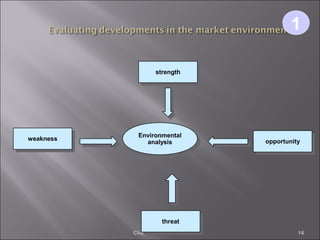 Chapter 1 Version 3e 14
11
strengthstrength
weaknessweakness
opportunityopportunity
threatthreat
Environmental
analysis
Environmental
analysis
 