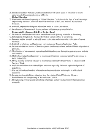 Educational Reforms in Pakistan, Educational Policy 2017, and Vision