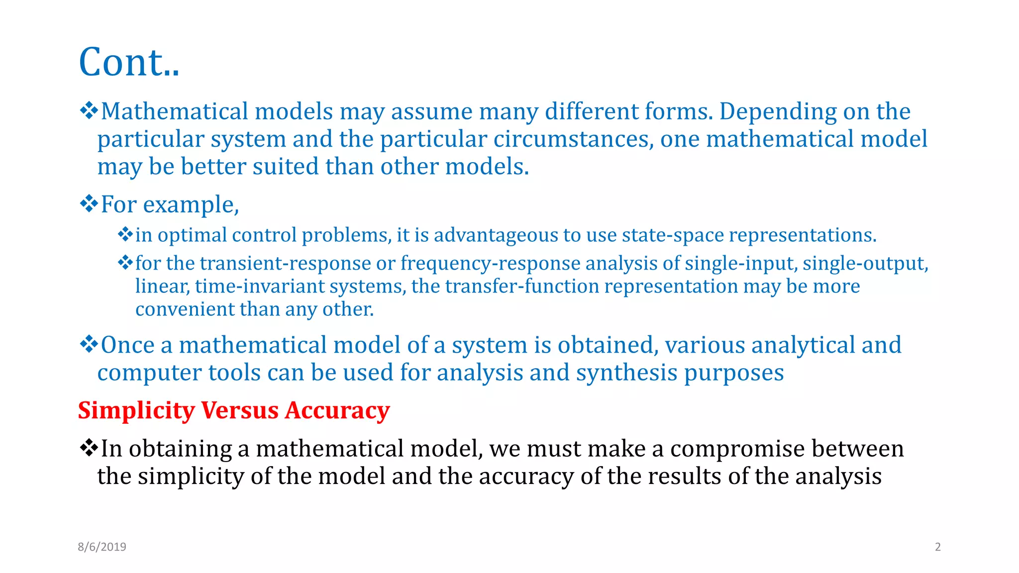 Chapter 3 mathematical modeling of dynamic system | PPTX