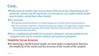 Chapter 3 mathematical modeling of dynamic system | PPTX