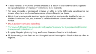 Chapter 3 mathematical modeling of dynamic system | PPTX