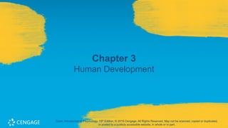 Chapter 3
Human Development
Coon, Introduction to Psychology, 15th Edition. © 2019 Cengage. All Rights Reserved. May not be scanned, copied or duplicated,
or posted to a publicly accessible website, in whole or in part.
 